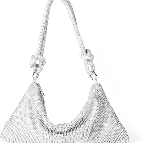 Silver Hobo Bag Handbag Clutch Purse for Women - Picture 1 of 7
